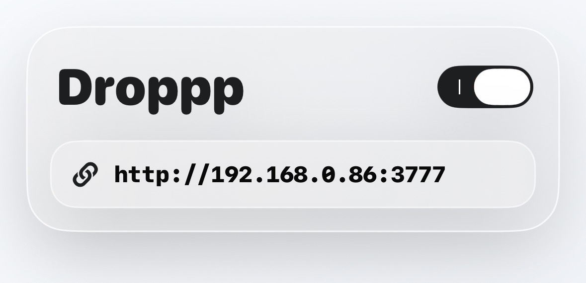 Droppp toggle button for starting the local host server