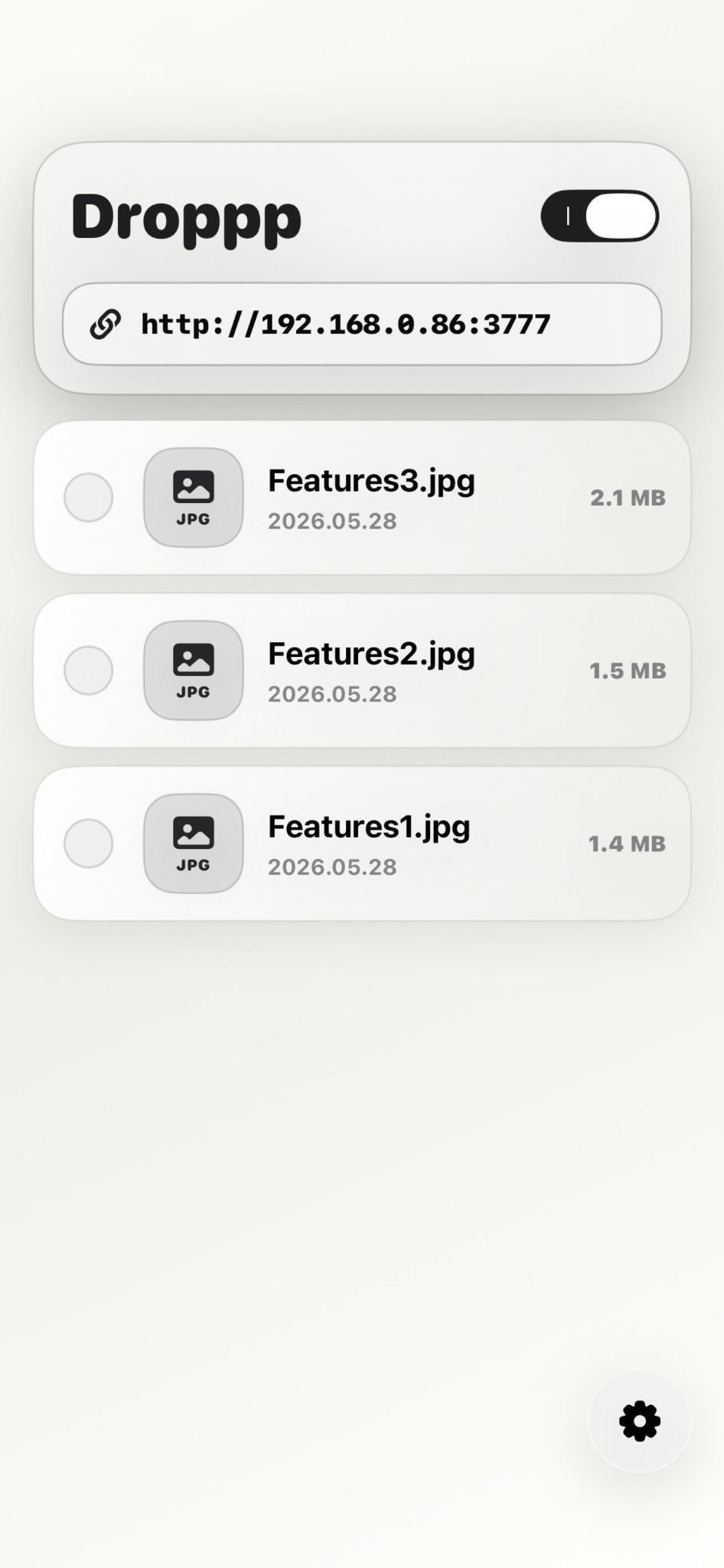 Droppp light theme file list