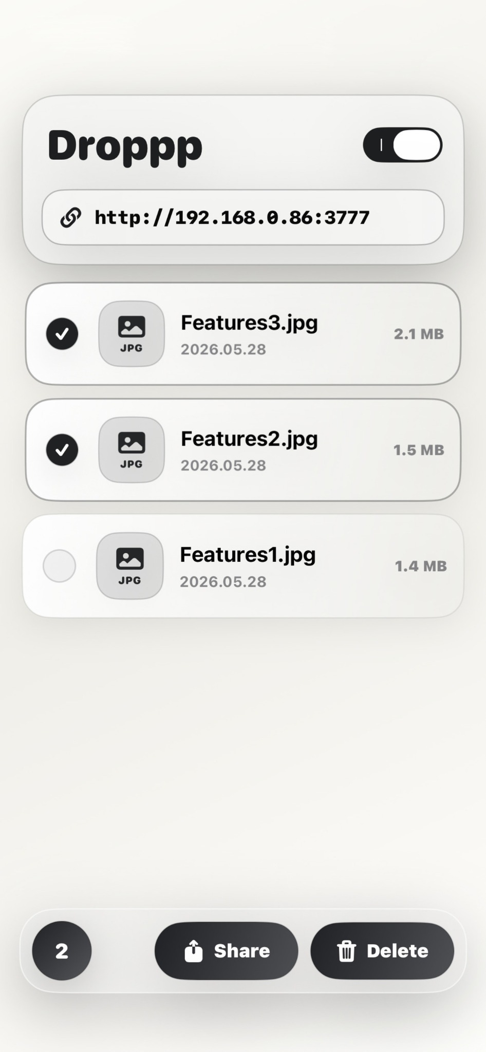 Droppp selected file actions