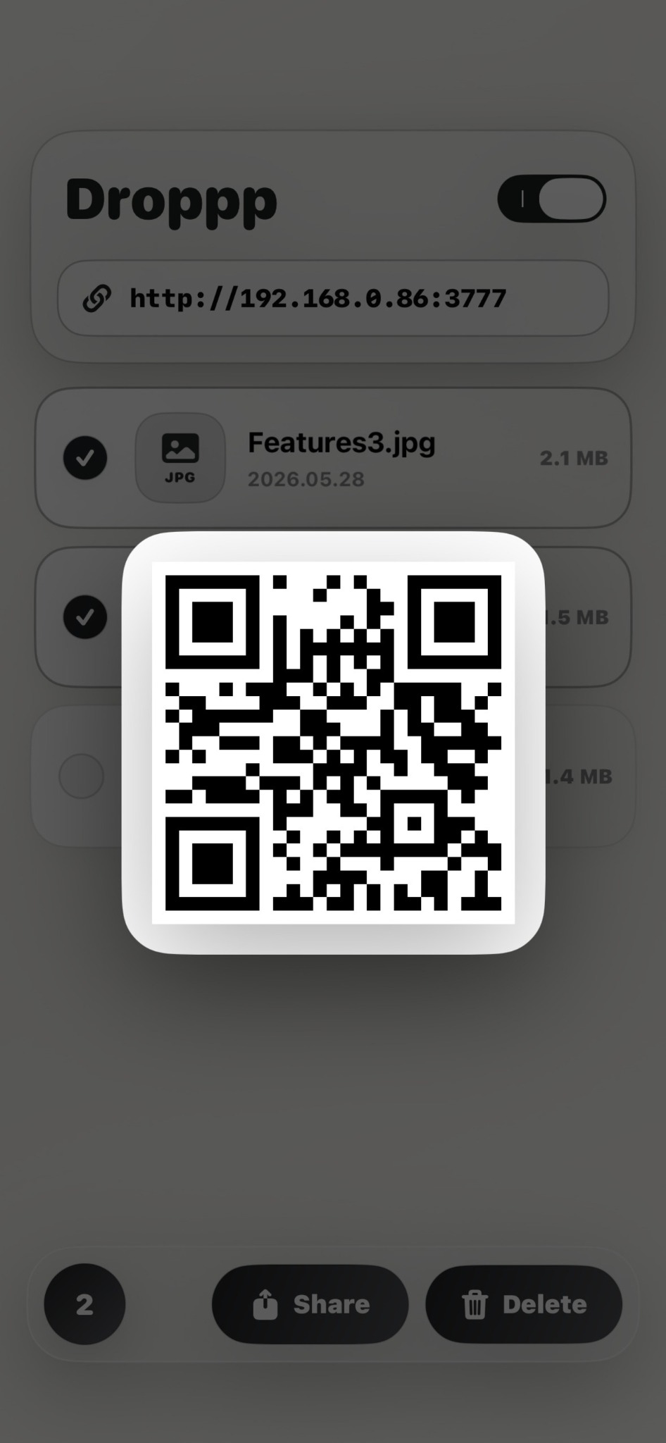 Droppp QR code view