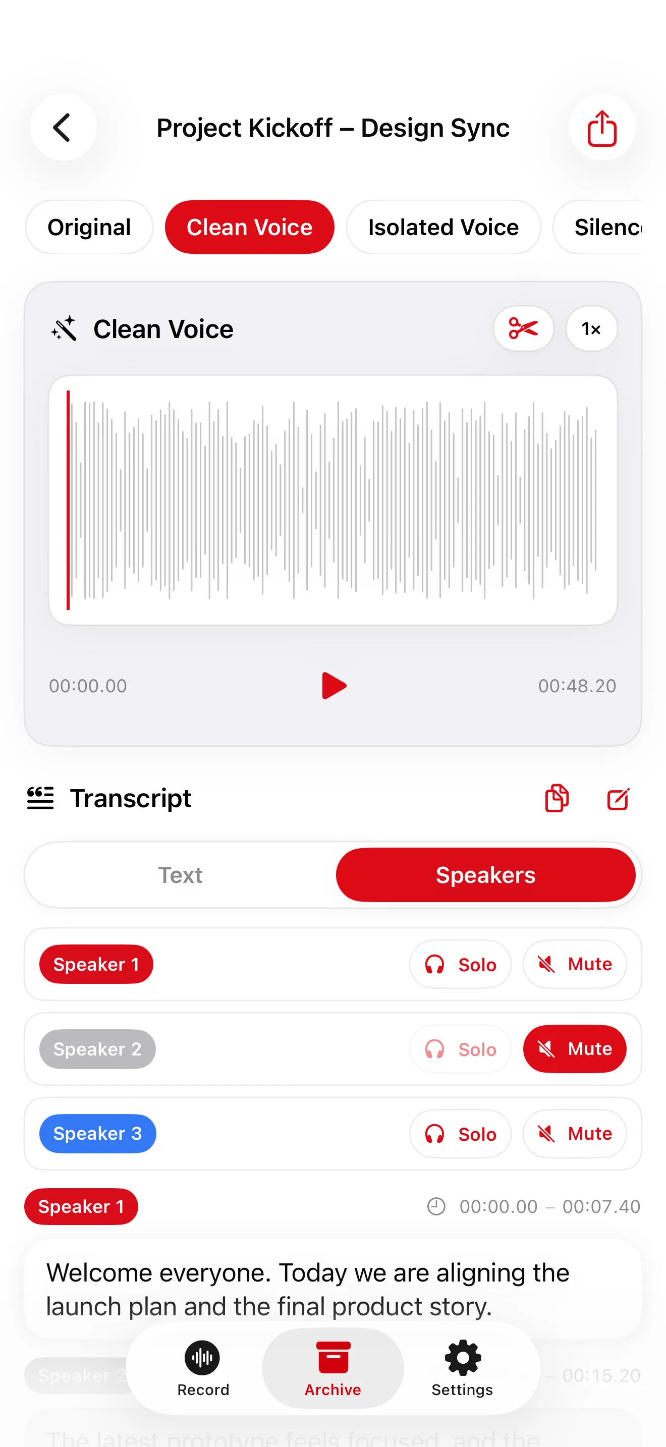 Clean Voice result